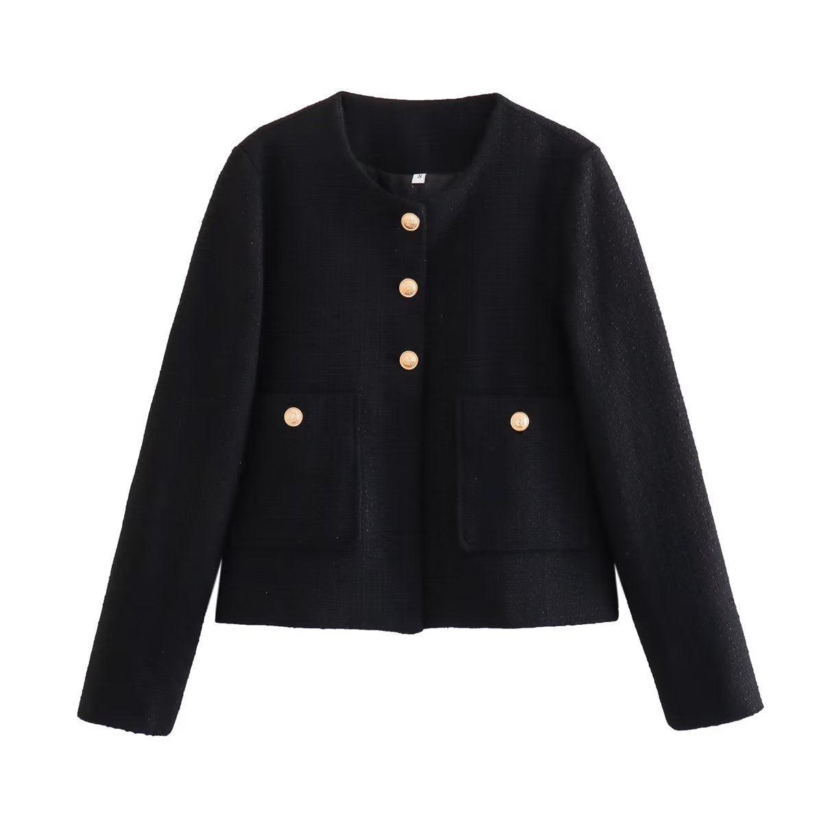 Solid Color Texture Casual Classic Style Jacket Women - Nioor