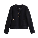 Solid Color Texture Casual Classic Style Jacket Women - Nioor