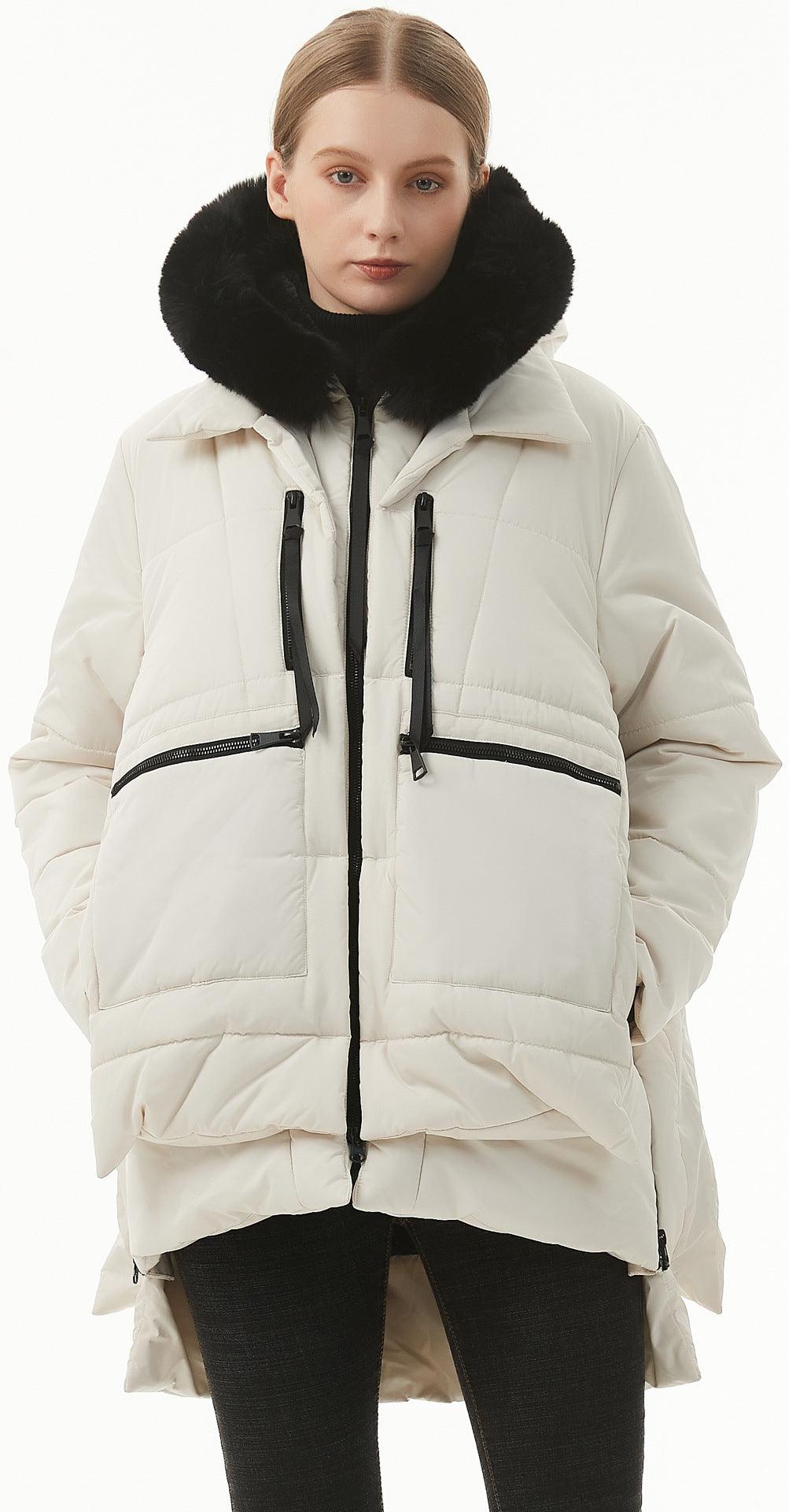 Women's Casual Hooded Middle Long Cotton-padded Coat - Nioor