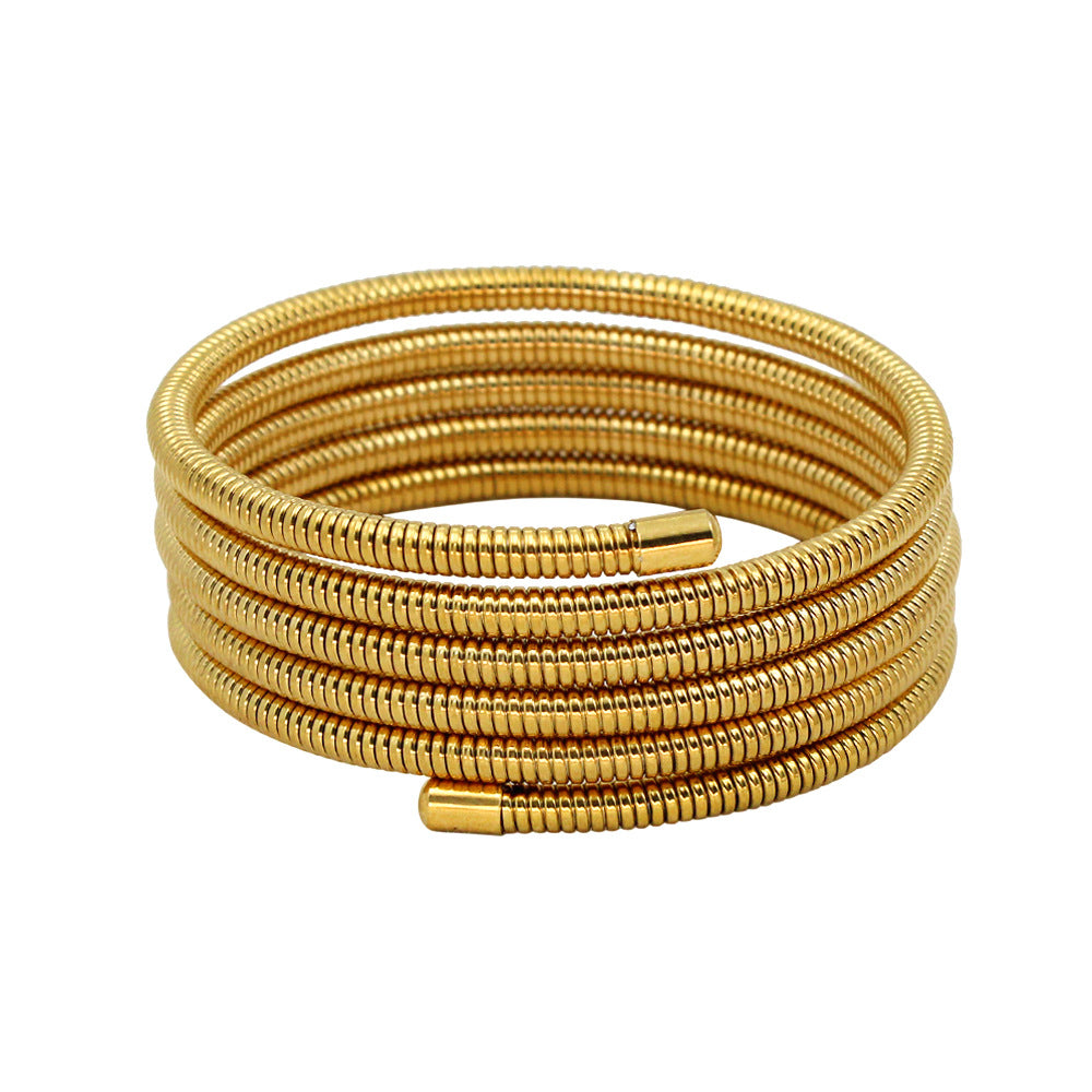 Ring Stainless Steel 18K Gold Plated Multi-layer Spring Bracelet