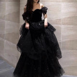 Black Evening Dress Light Luxury Minority French Style Pettiskirt - Nioor