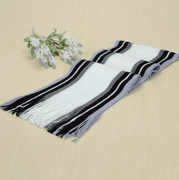 Knitted Warmth And Color Matching Striped Men's Scarf - Nioor