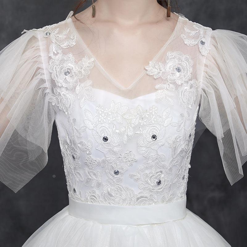 Large Size Wedding Dress Fat Bride Married Master Wedding Dress Was Thin And Simple Studio Covering Arms - Nioor