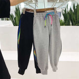 Side Zipper Fashion Casual Sports Pants Children's Thread Plus Velvet