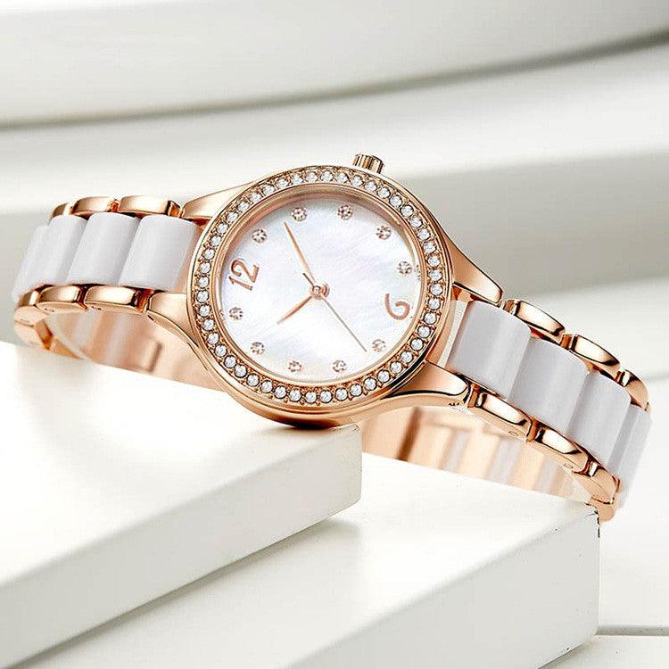 Women's Fashion Simple Waterproof Ceramic Watch With Diamonds - Nioor