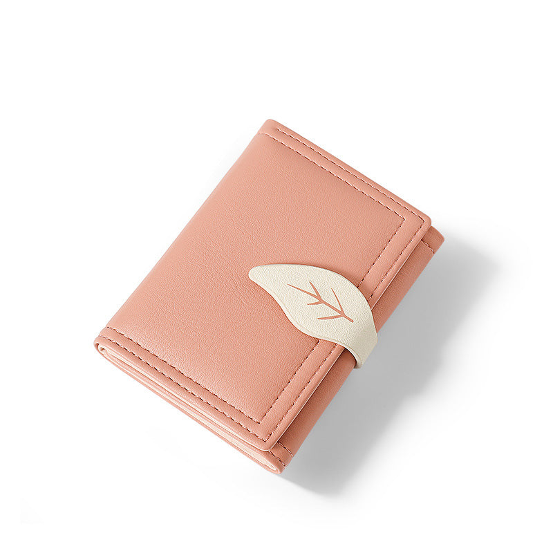 Fashion Folding Short Women's Creative Color Contrast Leaf Wallet