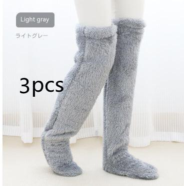 Over Knee High Fuzzy Long Socks Winter Warm Cold Leg Knee Joint Cold-proof Stockings Home Floor Sleeping Socks - Nioor