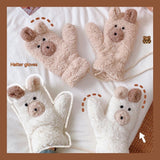 Winter Warm Cartoon Bear Plush Gloves Halter All-inclusive Cold Protection Fleece Thick - Nioor