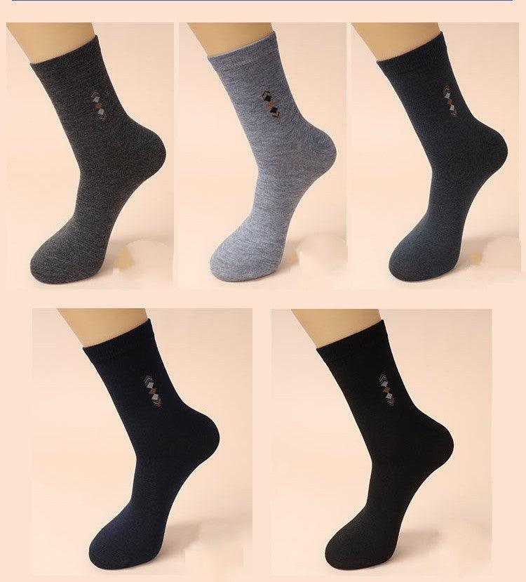 Men's Autumn And Winter Mid-calf Length Socks Black Wear-resistant Four Seasons - Nioor