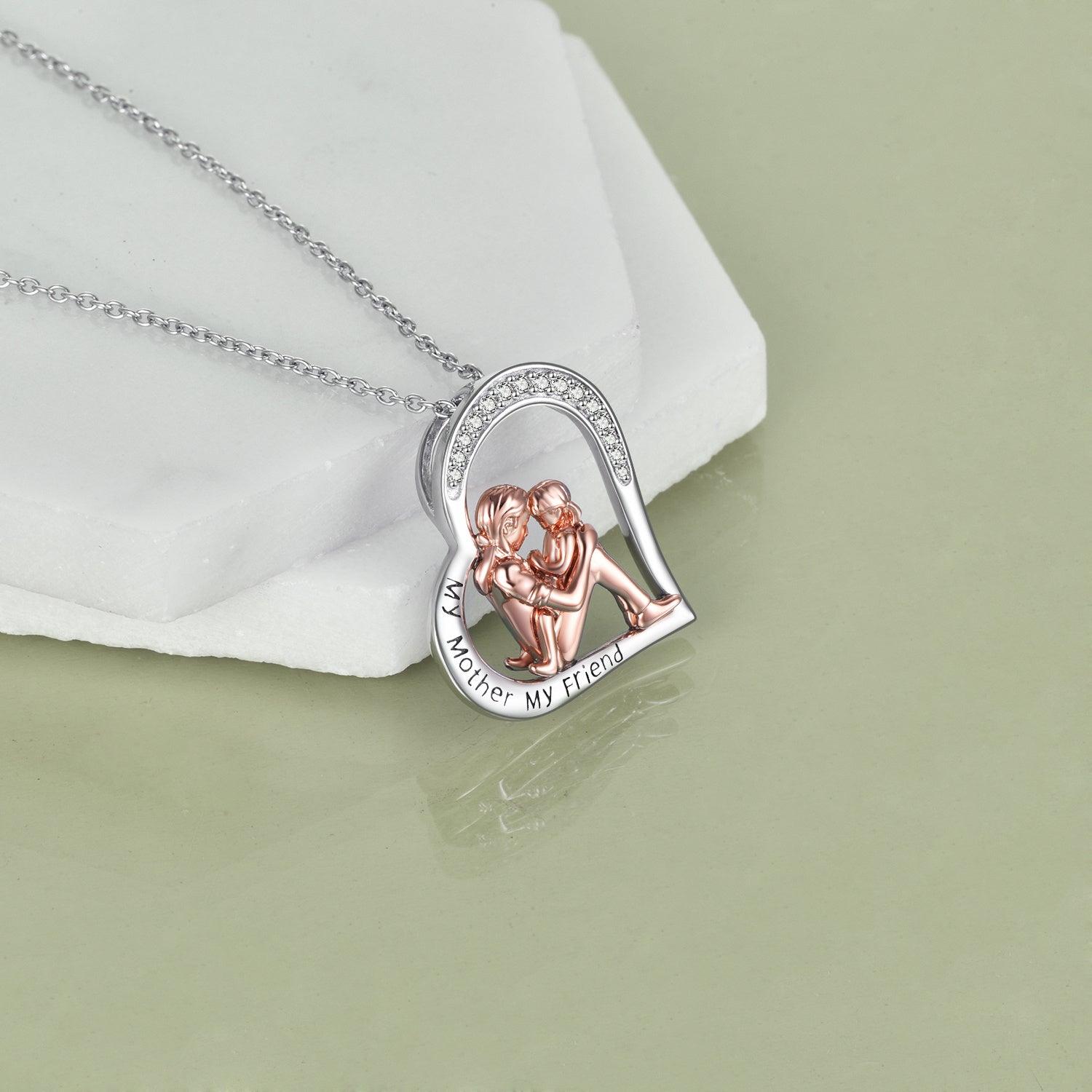 Mother Daughter Necklace 925 Sterling Silver Engraved My Mother My Friend Jewelry Mothers Day Birthday Gifts for Mom from Daughter - Nioor