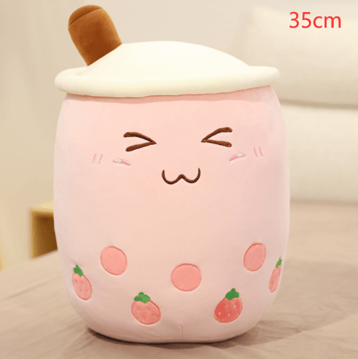 Cute Fruit Drink Plush Stuffed Soft Strawberry Milk Tea Plush Boba Tea Cup Toy Bubble Tea Pillow Cushion Kids Gift - Nioor