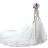 Wedding Dress Bride One-shoulder Trailing French Veil Hepburn Female - Nioor