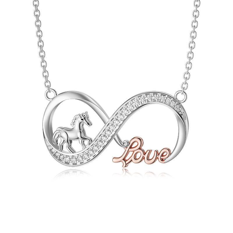 Horse Infinity Love Necklace Sterling Silver Jewelry Gift for Women - Nioor