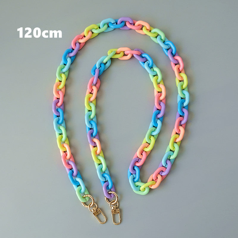 Fashion Candy Color Mobile Phone Charm Colorful Mixed Resin Chain Acrylic Chain Shoulder Crossbody