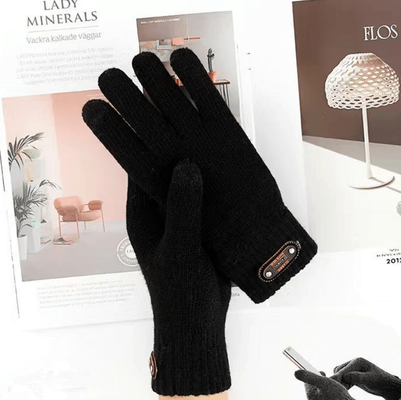 Men's Plus Size Double Layer Touch Screen Gloves - Nioor