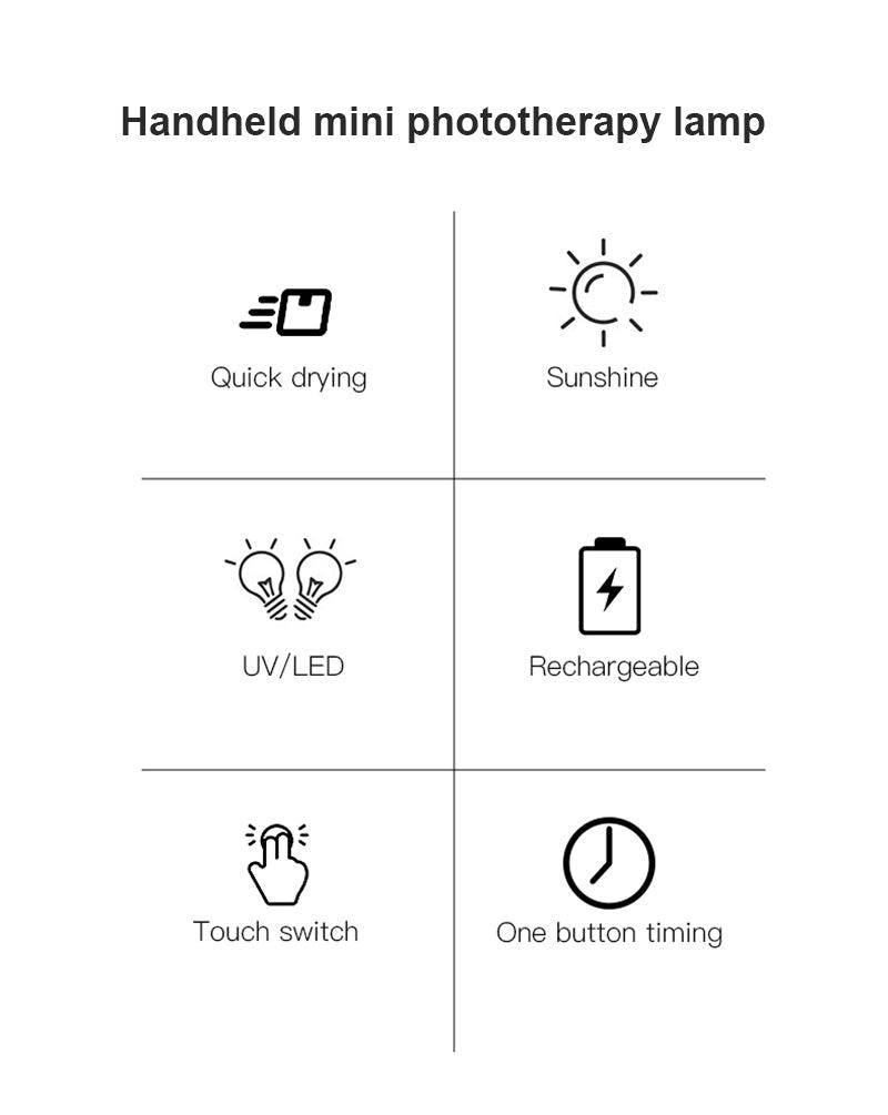 5W Portable Nail Lamp Nail Dryer Uv Lamp Led Handheld Micro Usb Charging Quick-Drying Nail Lamp - Nioor