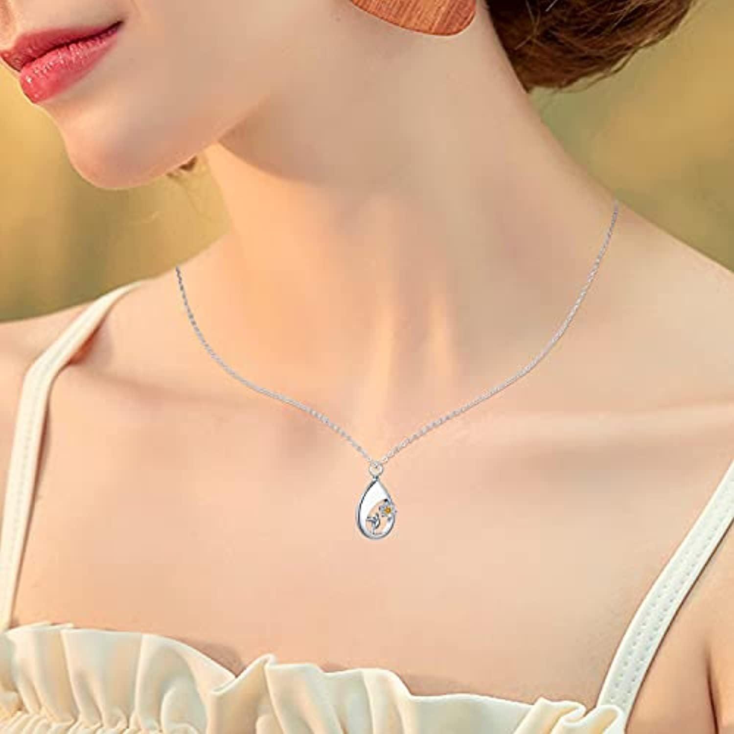 Cremation for Ashes Hummingbird Urn Necklace Teardrop Urn Pendant in Sterling Silver - Nioor