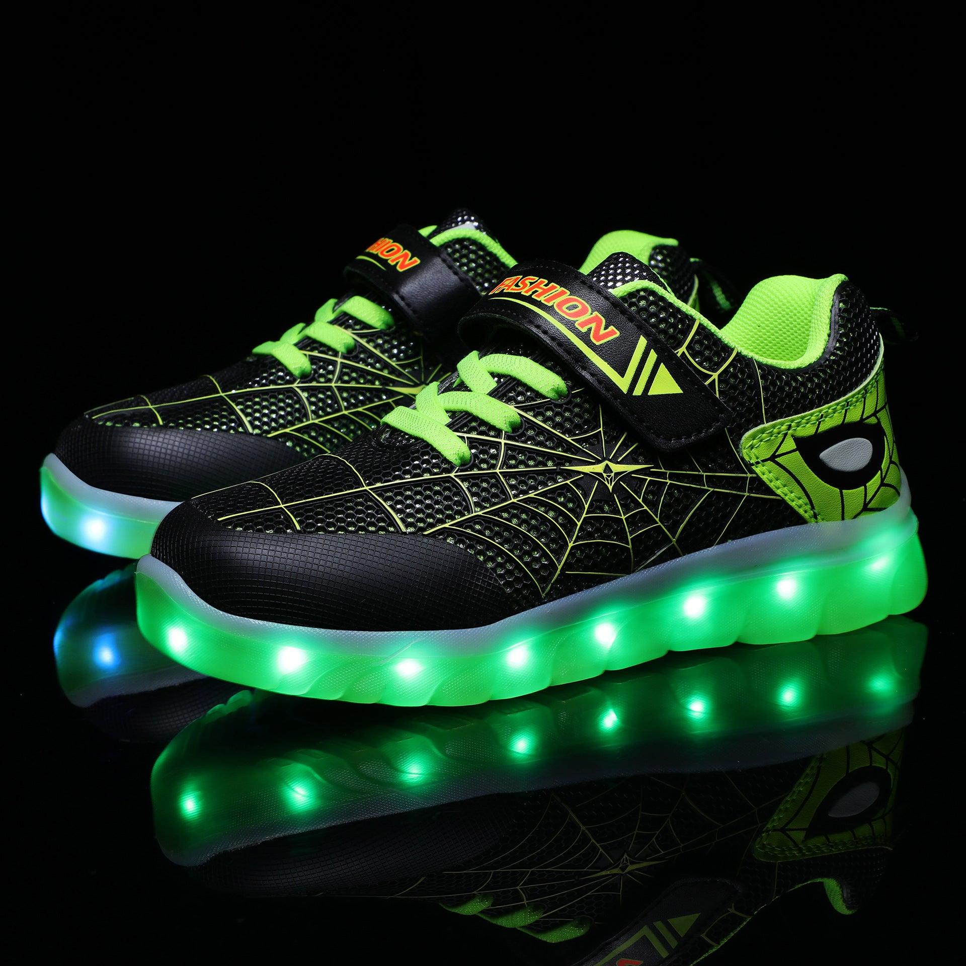 Size 26-37 Kids Led USB Recharge Glowing Shoes Children's Hook Loop - Nioor