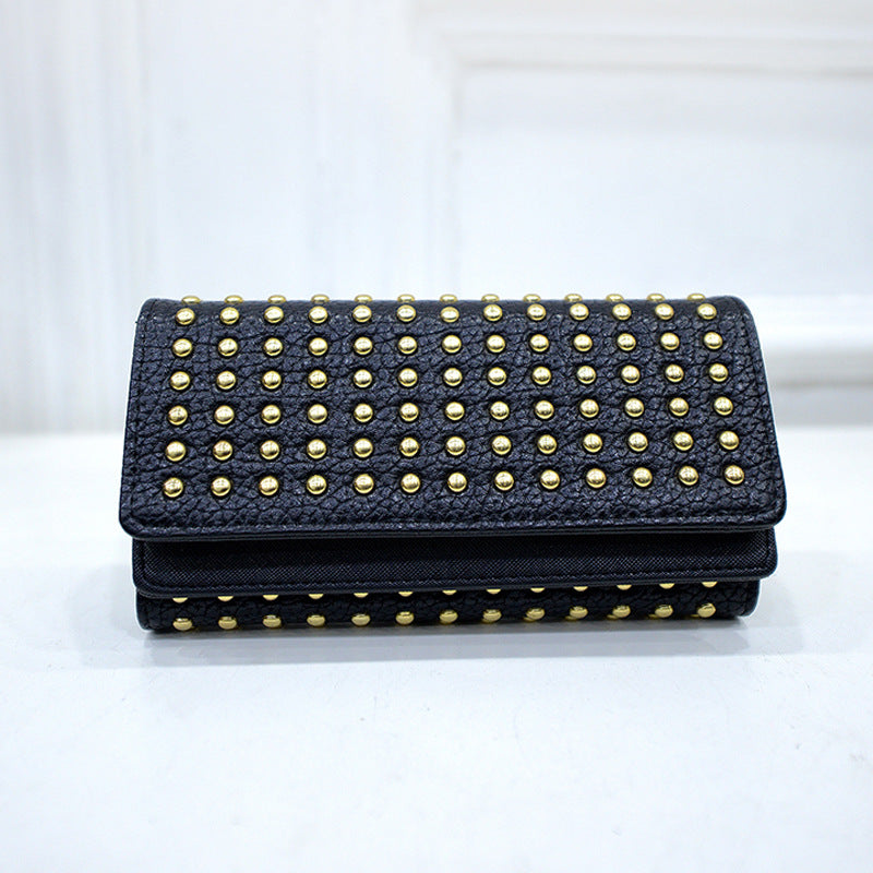 Women's Rivet Three-fold Wallet