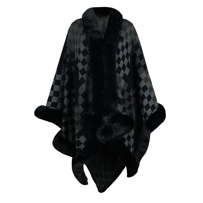 European And American Women's Fur Collar Shawl - Nioor