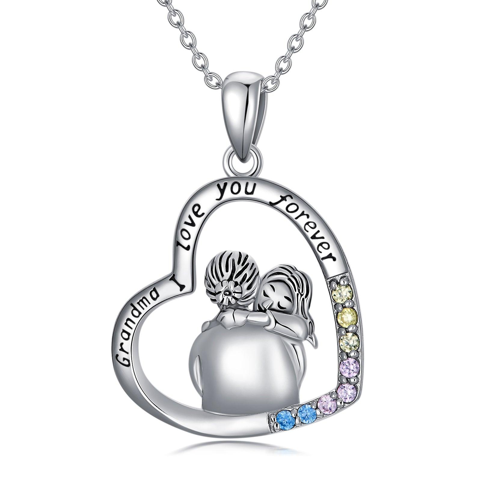 White Gold Plated Cubic Zirconia Granny Necklace In Sterling Silver - Nioor