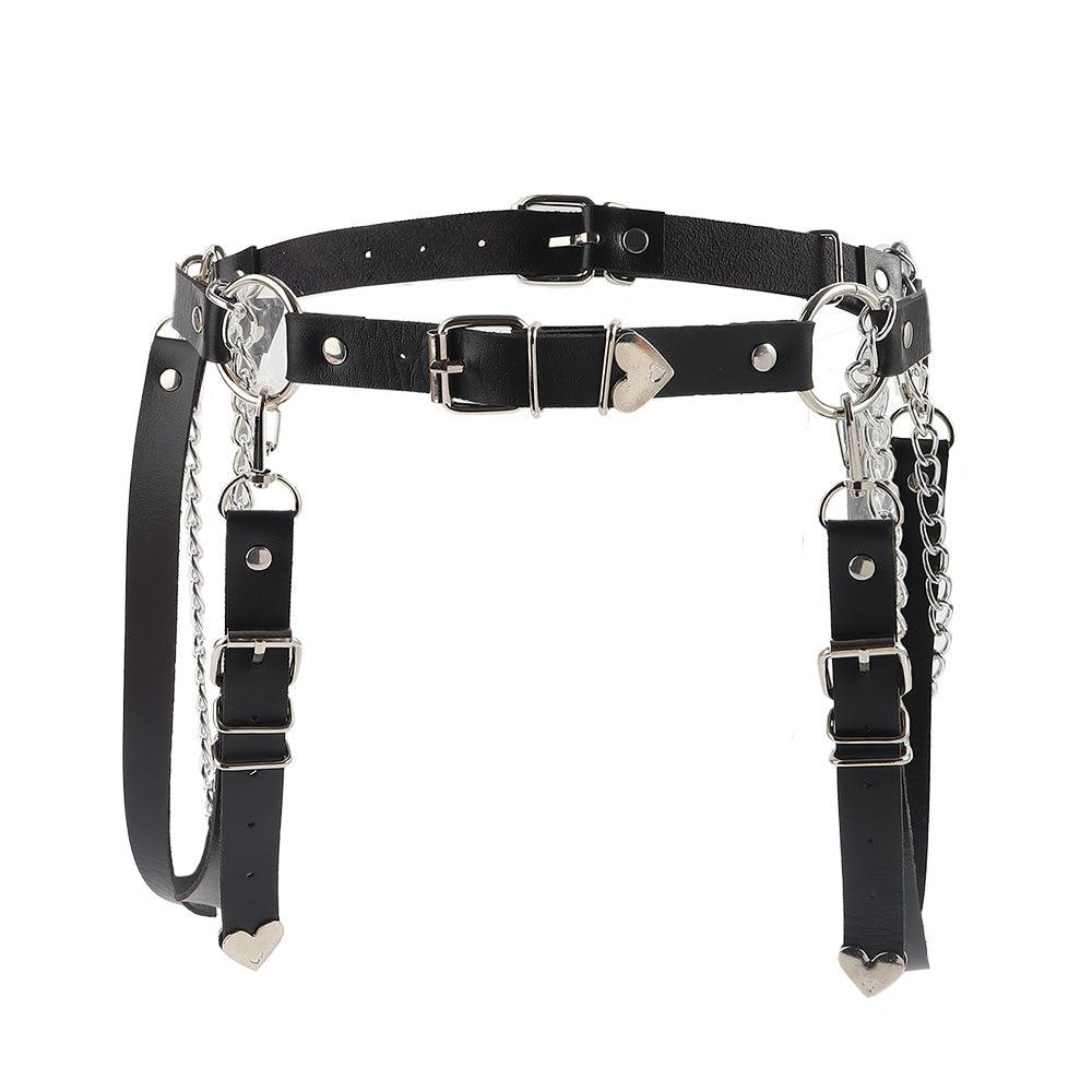 Punk Darkwind Women's Belt Leather Functional Chain Love Belt Sexy Uniform Suspenders Harness Accessories - Nioor