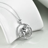 925 Sterling Silver Horse and Panda Running Horse Pendant Necklace Jewelry - Nioor