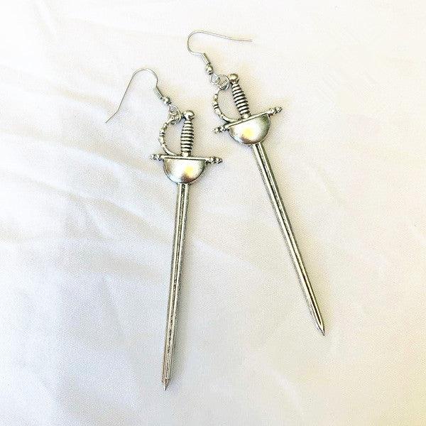 Exaggerated Personality Gothic Bronze Sword Fashion Knife Creative Earrings Alloy - Nioor