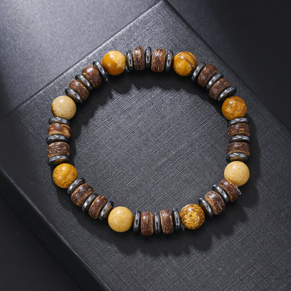 Mixed Wear 8mm Wood Spacer Hematite Bracelet