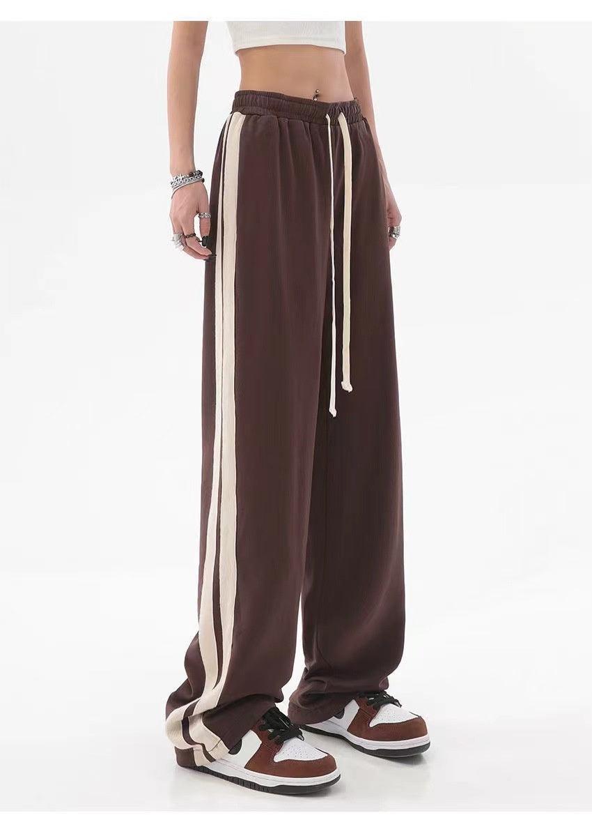 Retro Casual Women's Loose Hip Hop Wide Leg Track Pants - Nioor