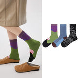 Classic Contrast Color Plaid Warmth Retention Material Tube Socks - Nioor