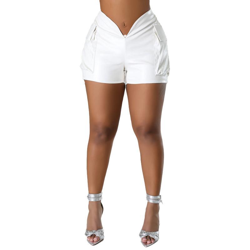 Ladies New PU Leather Shorts - Nioor