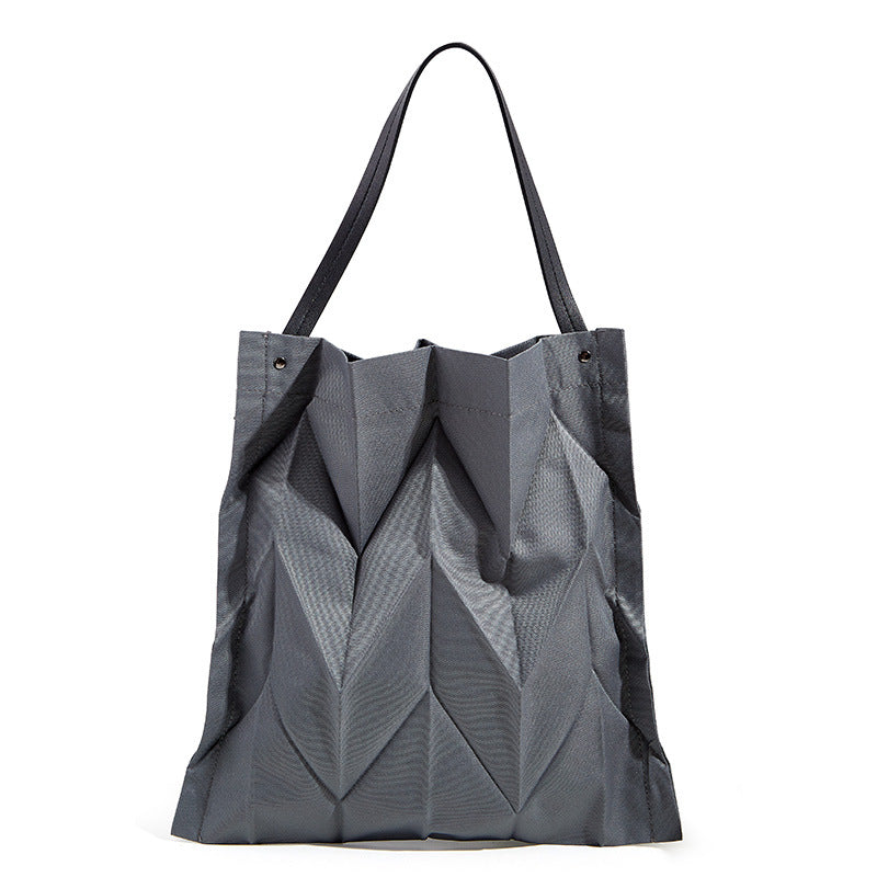 Pleated Shoulder Lightweight Folding Bucket Bag