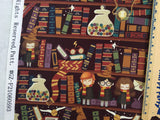 Brown Red Bookshelf Cartoon Printed Cotton Diy Handmade Lolita Dress Headband Hat Fabric