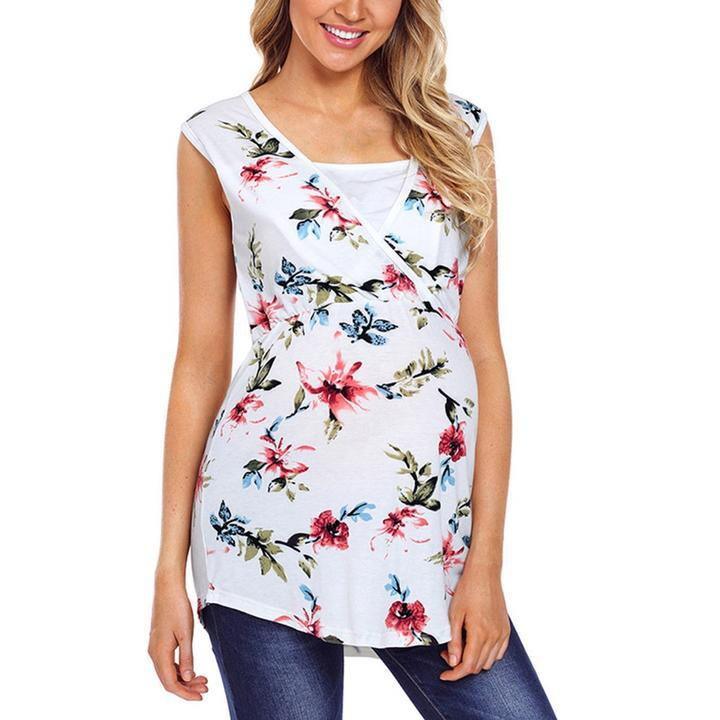 Pregnant Women Floral Printed Vest Maternity - Nioor