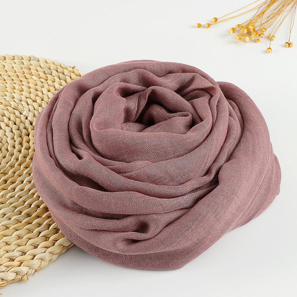 Women's Fashion Pure Color Artistic Cotton And Linen Scarf - Nioor