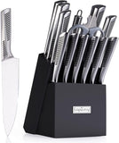 Kitchen Knife Set. LapEasy 15 Piece Knife Sets With Block Chef Knife Stainless Steel Hollow Handle Cutlery With Manual Sharpener - Nioor