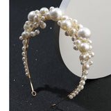 Retro Bridal Headdress Simple Pearl Headband - Nioor