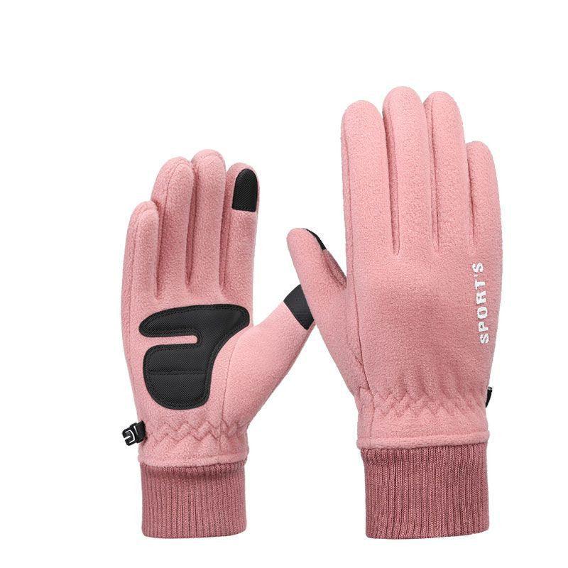 Outdoor Ski Riding Gloves Winter Polar Fleece Flip Cover Winter Gloves Men And Women Plus Velvet Thickened Warm Touch Screen Gloves - Nioor