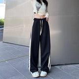 Brown American Retro Casual Pants Women's High Street Drawstring Velvet Padded Loose - Nioor