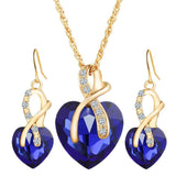 Heart-shaped faux austrian crystal zircon earrings - Nioor