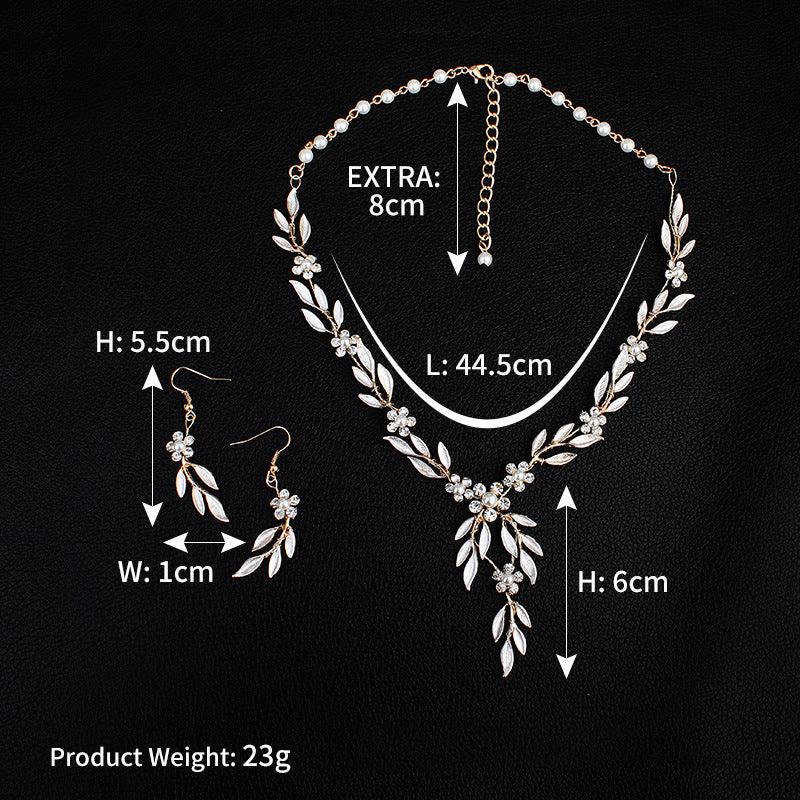 Earrings necklace bridal jewelry three-piece alloy plating European and American bride set jewelry set - Nioor