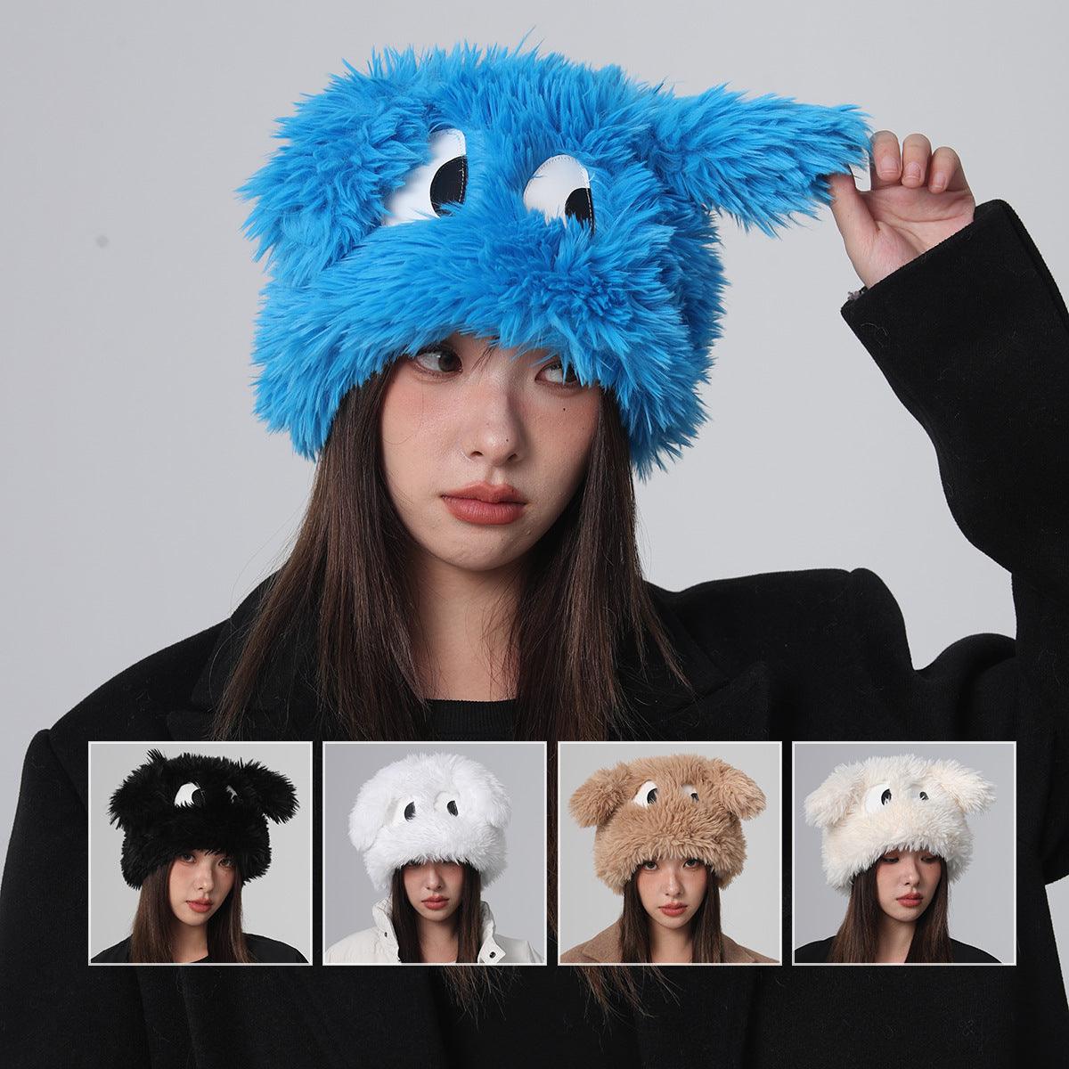 Ear Hat Cute Cartoon Eyes Warm Plush Hat - Nioor