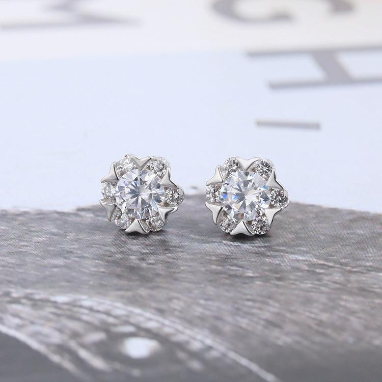 Genuine snowflake stud earrings - Nioor