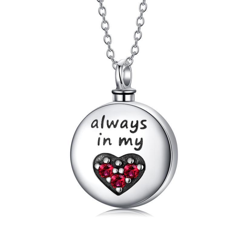 Heart Urn Engraved Cremation Necklace for Ashes in Sterling Silver - Nioor