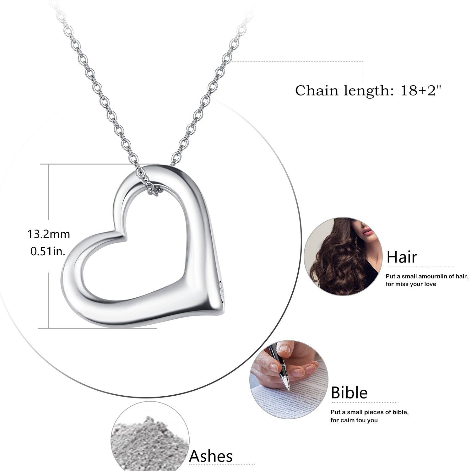 Heart Urn Necklace for Ashes for Women 925 Sterling Silver Cremation Jewelry Necklace Urn - Nioor