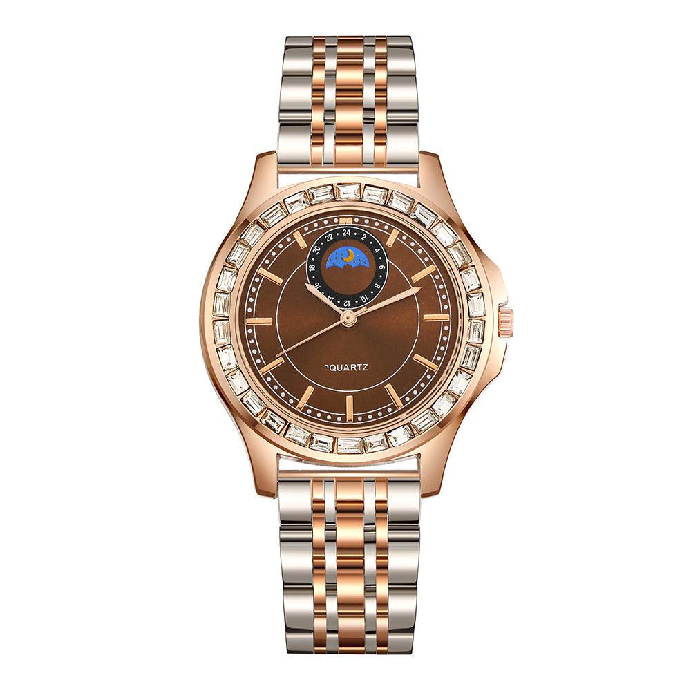 Lady Temperament Simple Rhinestone Steel Strap Watch - Nioor