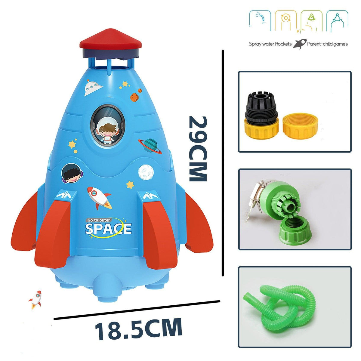 Kids Space Rocket Sprinkler Spinner - Nioor