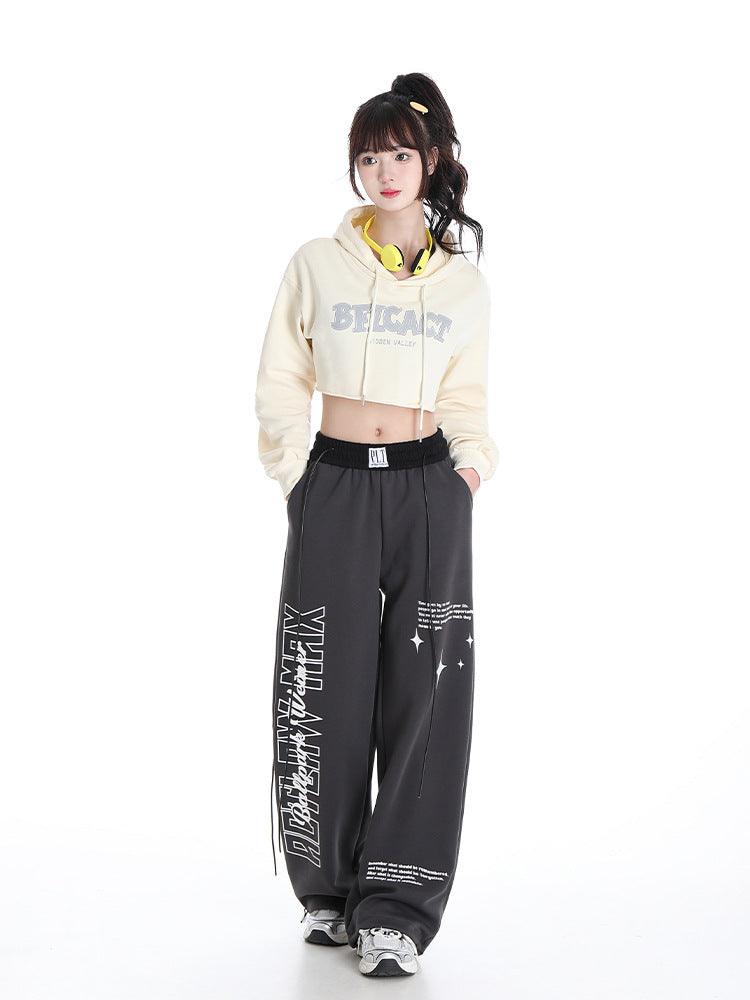 Loose Drooping High Waist Slimming Gray Straight Mop Sports Leisure Long Sports Pants - Nioor