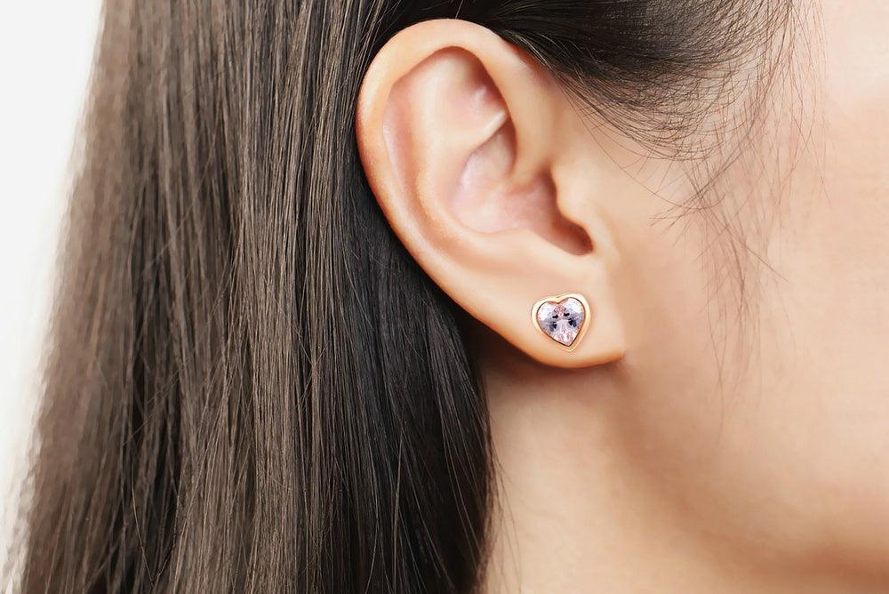 Round Stud Earrings Zircon Micro-Inlaid Gold Earrings - Nioor